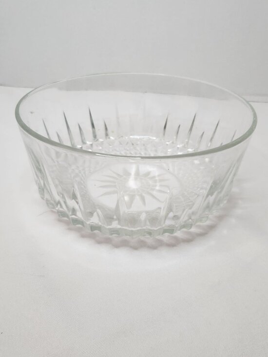 Vintage Arcopal France Diamant Stardust Crystal Glass Serving Salad Bowl - Picture 1 of 5